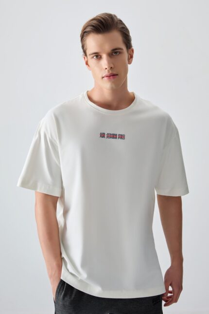 T-shirt homme oversize à imprimé, coupe ample, en coton 100% épais et doux - 88354