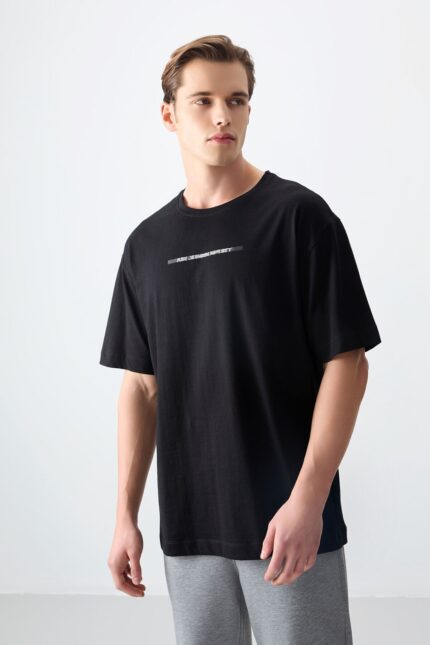 <tc>T-shirt homme 100% coton avec texture épaisse et douce, coupe oversize avec impression - 88358</tc>