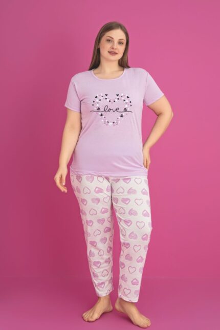 <tc>x-dreamy grande taille pyjama en coton à motif de cœur à manches courtes</tc>