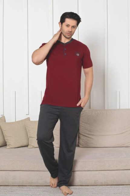 <tc>Ensemble pyjama pour homme Dreamy, à manches courtes, en coton tricoté, avec poches.</tc>