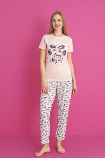 <tc>dreamy pyjama en coton à motif de papillon à manches courtes</tc>