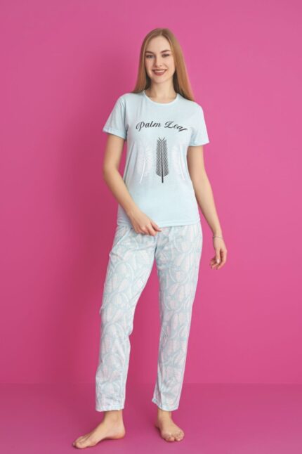<tc>dreamy pyjama en coton à motif, à manches courtes</tc>