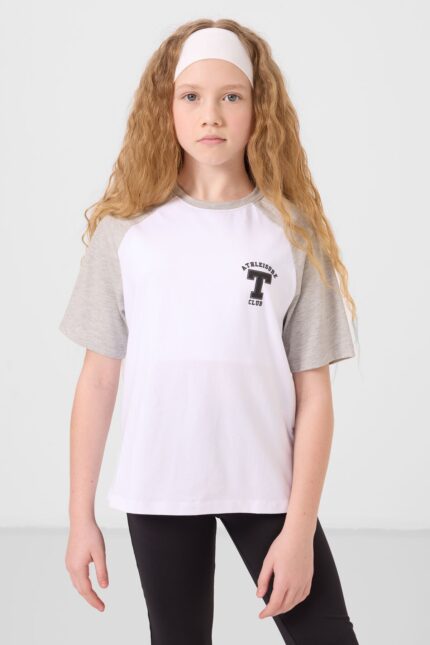 <tc>T-shirt fille en coton à col rond, imprimé, coupe oversize – 75179_x000D_

</tc>