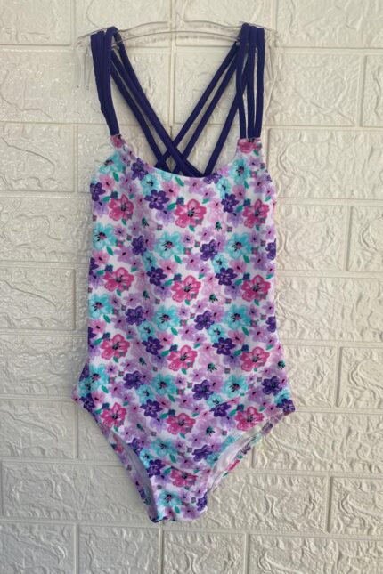 Maillot de bain à bretelles fleuri pour fille