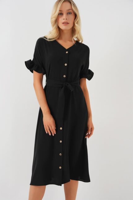 <tc>Robe à manches courtes avec boutons pour femme 2555_x000D_

</tc>