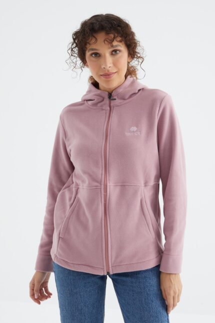 <tc>Sweatshirt polaire femme à capuche et fermeture éclair, coupe décontractée - 97233</tc>