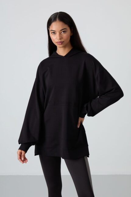 <tc>Tunique sweatshirt femme oversize à manches ballon avec broderie de texte - 97163</tc>