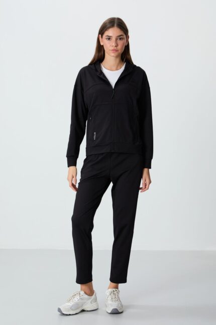 ensemble de survêtement pour femme en koyu bej avec capuche, poches secrètes et coupe standard - 95306