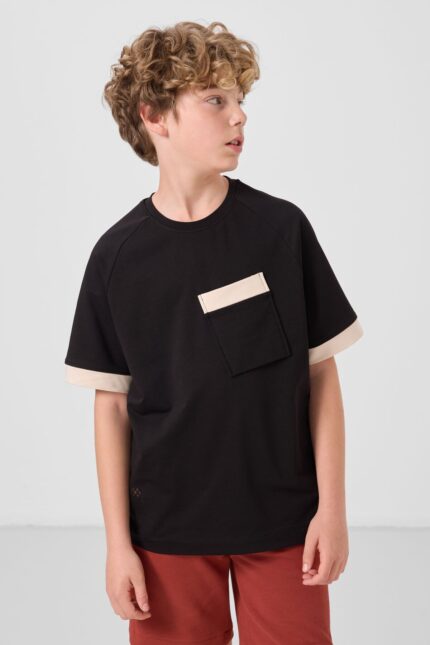 <tc>T-shirt garçon en coton à texture douce, coupe oversize avec poche – 11295


</tc>