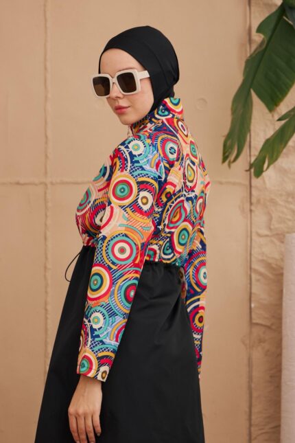 maillot de bain entièrement couvert avec motif de parachute et design à anneaux