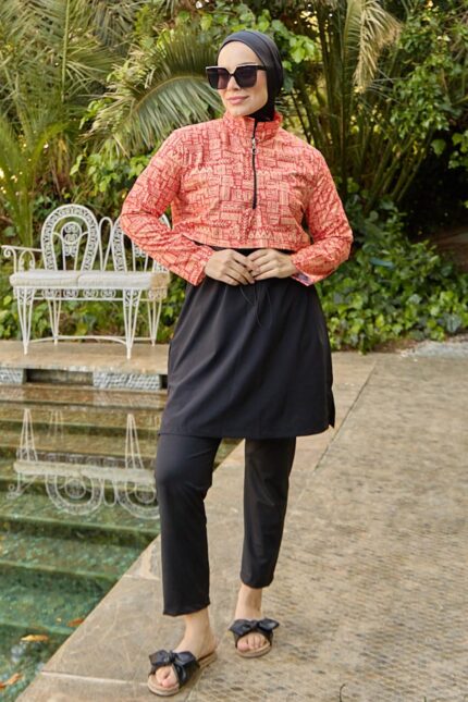 <tc>Maillot de bain modeste avec capuche à motif floral_x000D_

</tc>