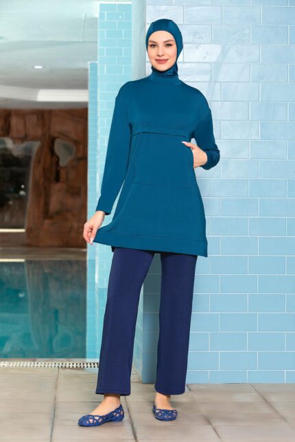 <tc>Maillot de bain modeste en lycra avec poche kangourou</tc>